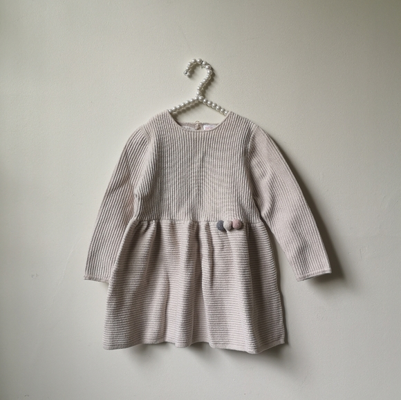 Zara Other - Zara 3T ribbed sweater pom-pom dress